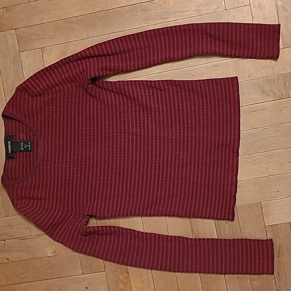 Express red striped ribbed long sleeve shirt size S